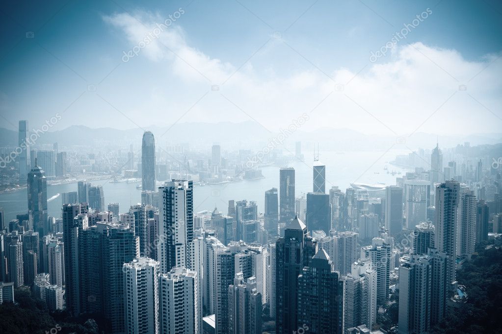 aerial view of beautiful hongkong