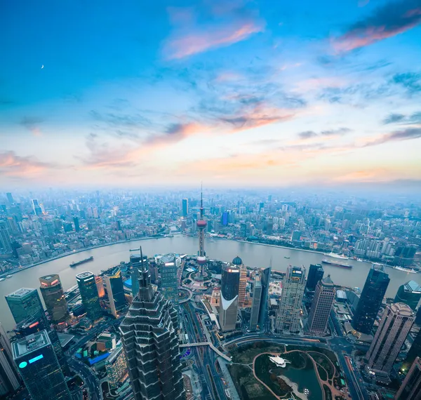 Visão de olho de pássaro do panorama de shanghai — Fotografia de Stock