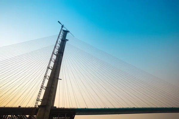 The cable-stayed bridge construction — Stock Photo, Image