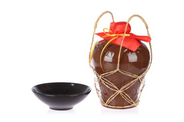 rice wine jar and ceramic bowl clipart