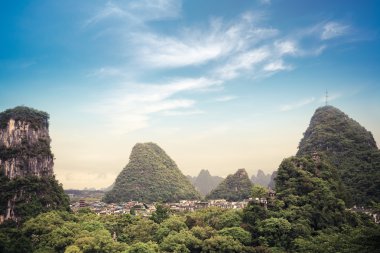 Çin yangshuo ilçe şehir manzarası
