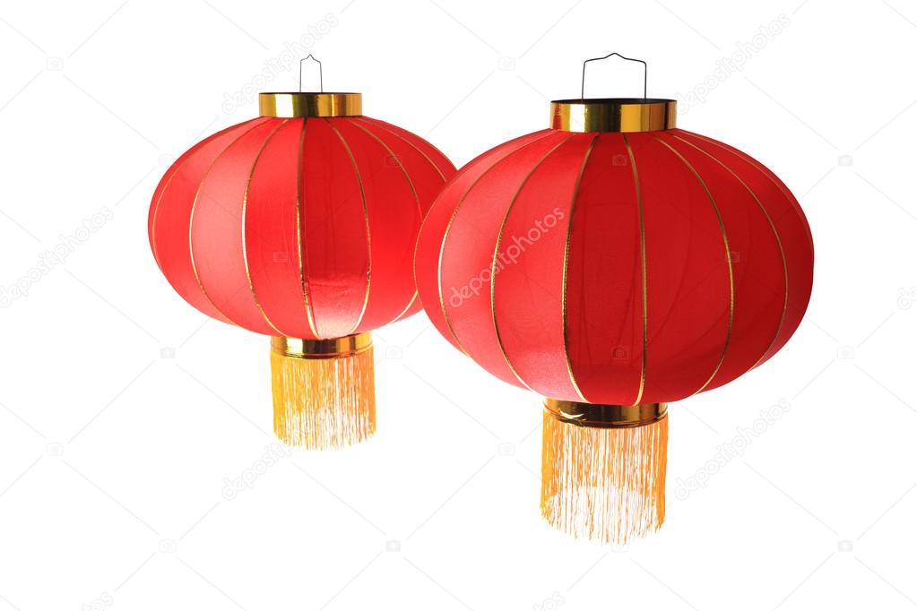 two red lantern isolated