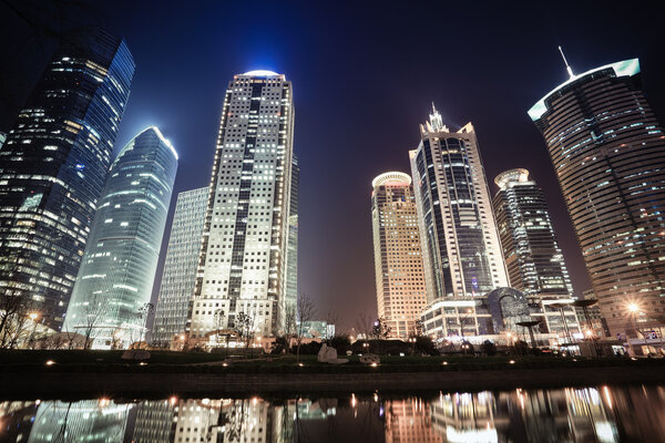 Shanghai financial center skyline at night,China