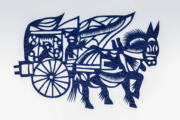 Découpage papier du chariot à ânes — Photo