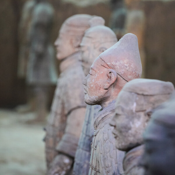 Close up of a look around terracotta warriors
