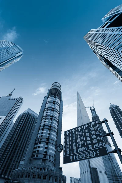 Modern buildings with traffic signs — Stock Photo, Image