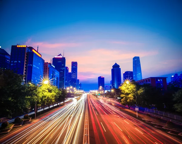 Beijing central business district in nightfall — Stock Photo, Image