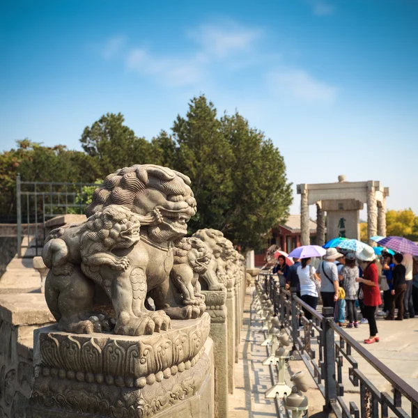 Steinlöwe Nahaufnahme in Peking — Stockfoto