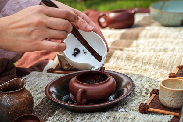 Cerimonia del tè tradizionale primo piano — Foto Stock