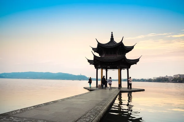 The west lake scenery with ancient pavilion — Stock Photo, Image