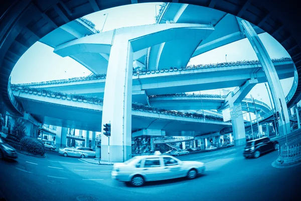 City elevated road by fisheye view — Stock Photo, Image