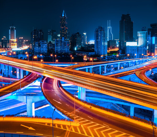 shanghai elevated road at night