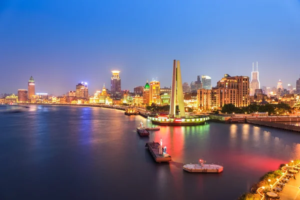 Shanghai bund panorama por la noche —  Fotos de Stock