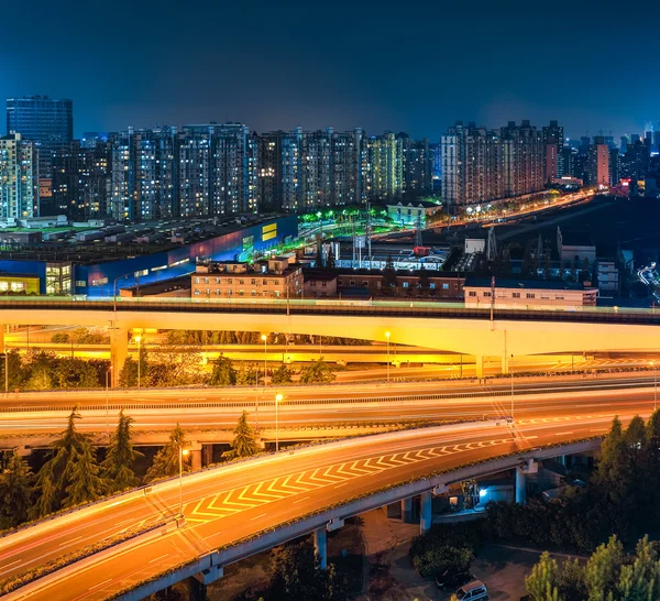 Shanghai-Viadukt bei Nacht — Stockfoto