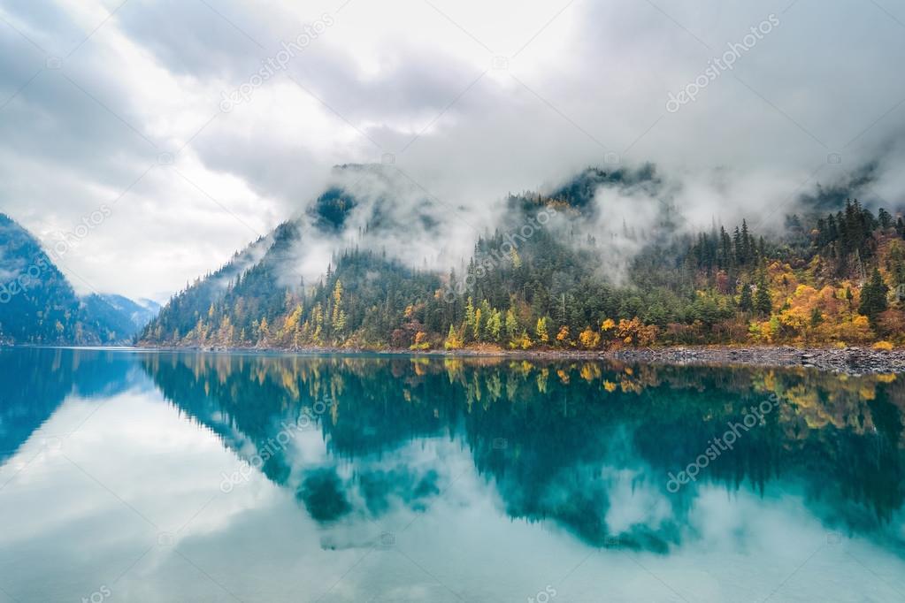 beautiful long lake at jiuzhaigou