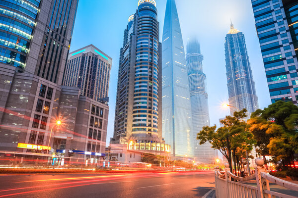 light trails in shanghai