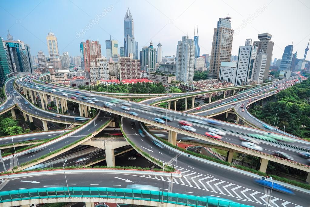 shanghai elevated road junction and interchange overpass