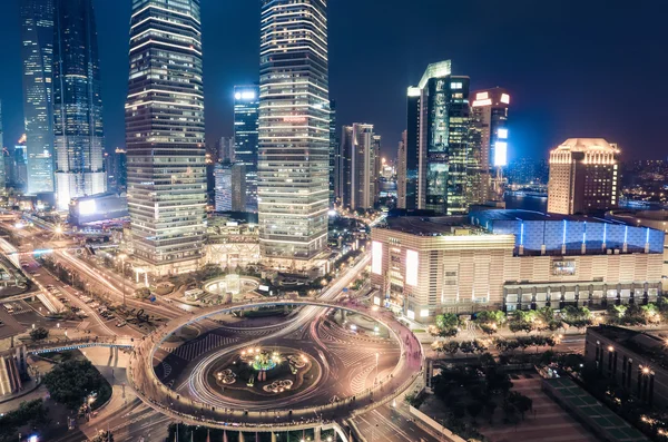 Shanghai centrum närbild på natten — Stockfoto