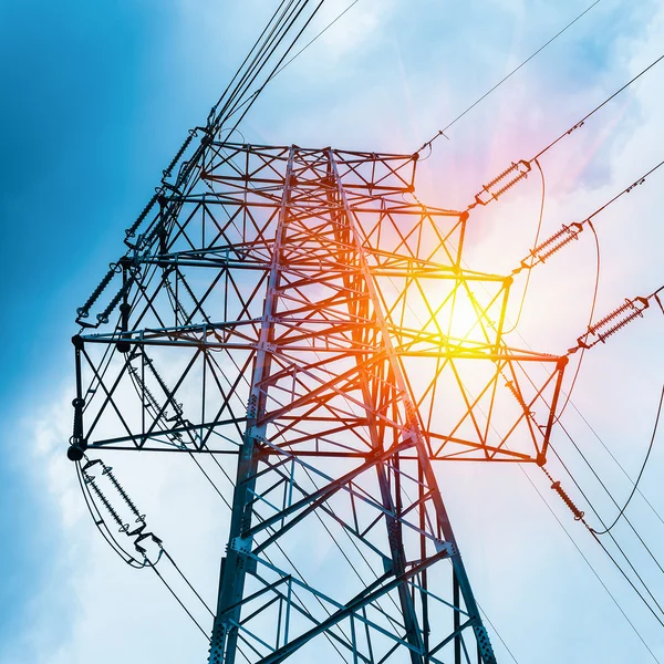 High voltage transmission pylon closeup — Stock Photo, Image