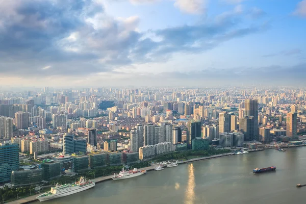 Moderne stad skyline luchtfoto in shanghai — Stockfoto