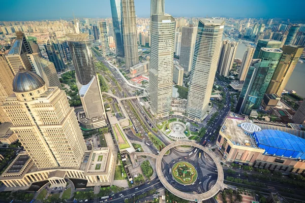 Een bird's eye view van shanghai midtown — Stockfoto