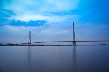Nanjing kaldı kablo Bridge'de gece