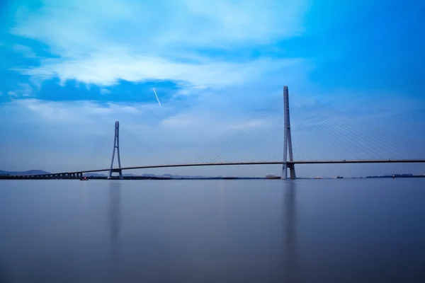 Nanjing kaldı kablo Bridge'de gece — Stok fotoğraf