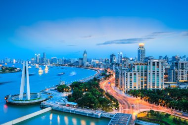 güzel gece karanlığında shanghai bund
