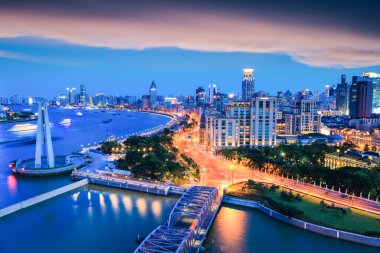 shanghai bund'nde Günbatımı 