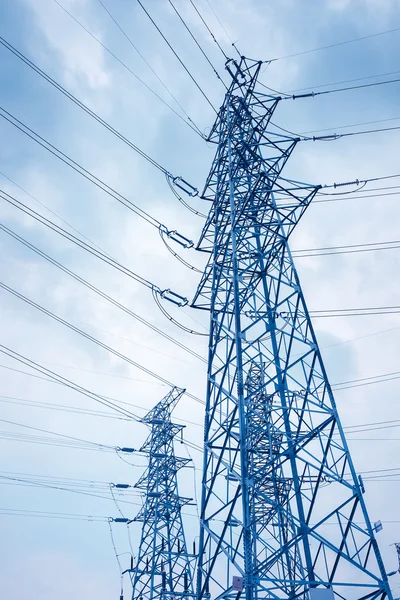 High voltage transmission pylon background — Stock Photo, Image