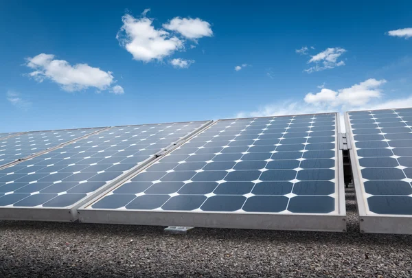 Solar panels over blue sky — Stock Photo, Image