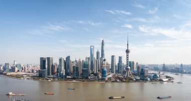 Hava görünümünü panorama lujiazui shanghai