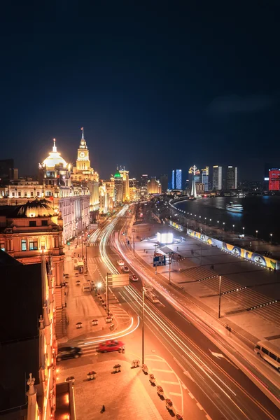 Shanghai Bund nacht uitzicht — Stockfoto