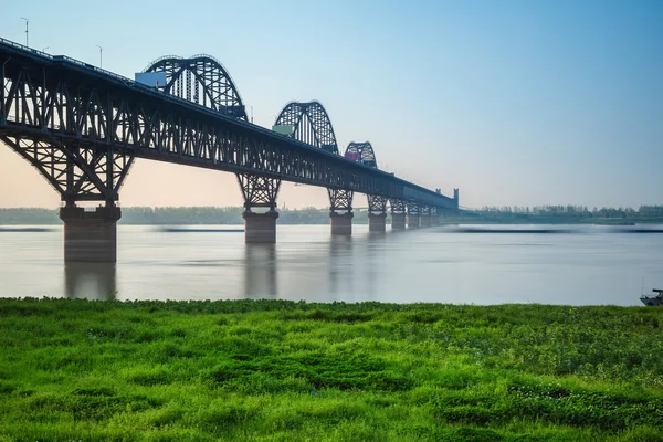 jiujiang yangtze river bridge in spring