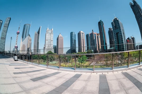 Shanghai financiële centrum van fisheye uitzicht — Stockfoto