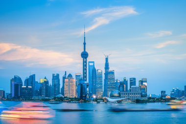 güzel manzarası, gece karanlığında shanghai 
