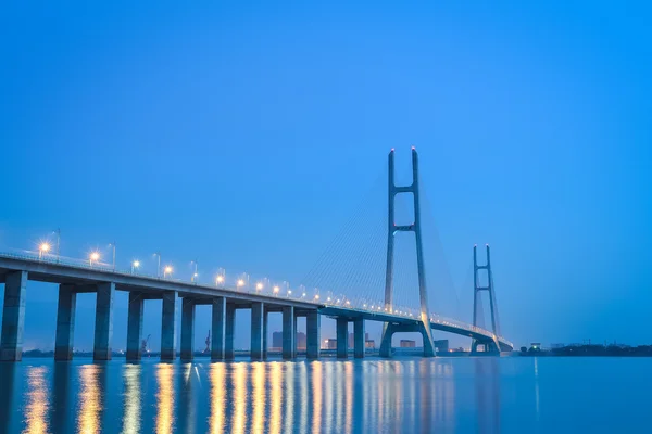 Cable stayed bridge at night — Stock Photo, Image