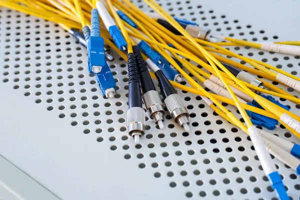 Fiber optic cables in data center — Stock Photo, Image