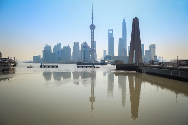 Shanghai skyline reflection in river — Stock Photo, Image