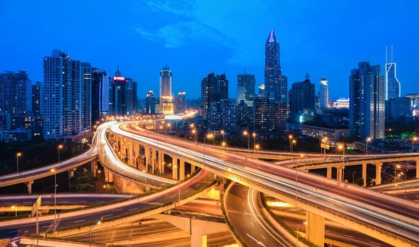 City interchange overpass in nightfall — Stock Photo, Image