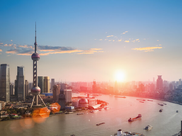 shanghai  in a beautiful dusk