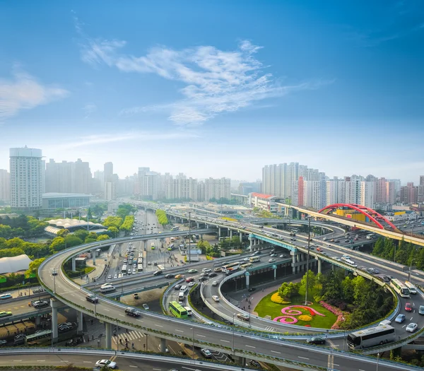 City interchange in the early morning rush hour — Stock Photo, Image