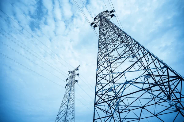 High voltage transmission pylon background — Stock Photo, Image