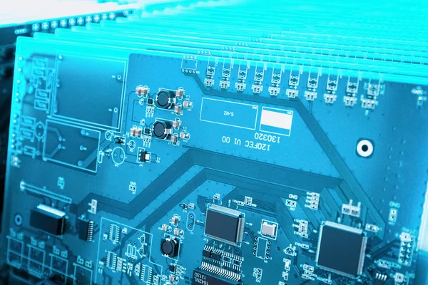 Placa de circuito azul close-up — Fotografia de Stock