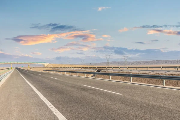 Paesaggio Autostradale Crepuscolo Scena Stradale Aperta Occidentale — Foto Stock