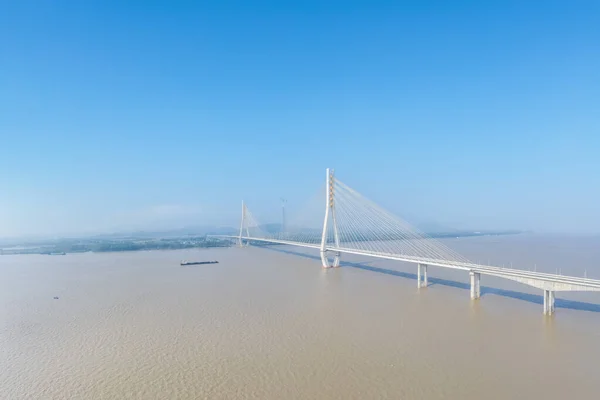 Aerial View Chizhou Yangtze River Bridge Anhui Province China — Stock Photo, Image