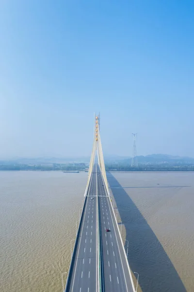 Vista Aérea Del Puente Del Río Chizhou Yangtze Provincia Anhui —  Fotos de Stock