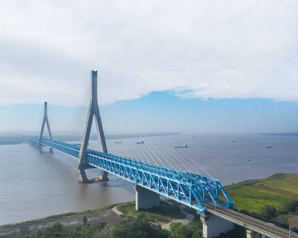 Anqing Yangtze River Railway Bridge Província Anhui China — Fotografia de Stock