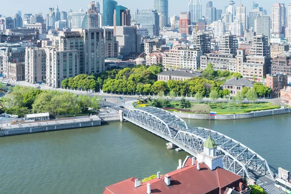 Shanghai Stadsbild Trädgårdsbron Suzhou Floden Med Bund — Stockfoto