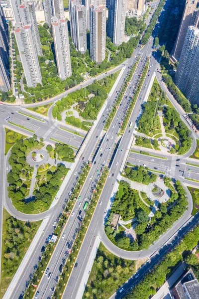 Vista Aérea Intercâmbio Cidades Xian Cidades Desenvolvimento Oeste China — Fotografia de Stock